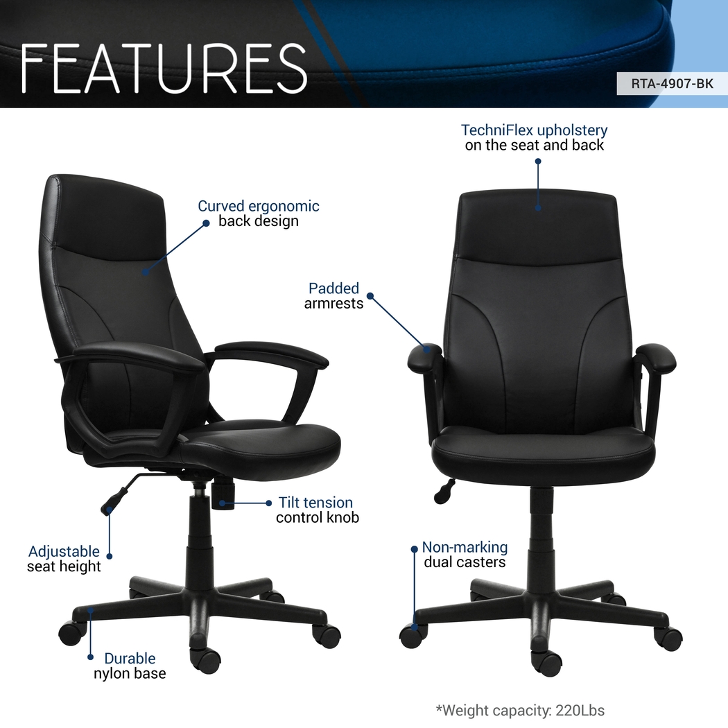 Hasham Black Office Chair - Thumbnail - Image 3