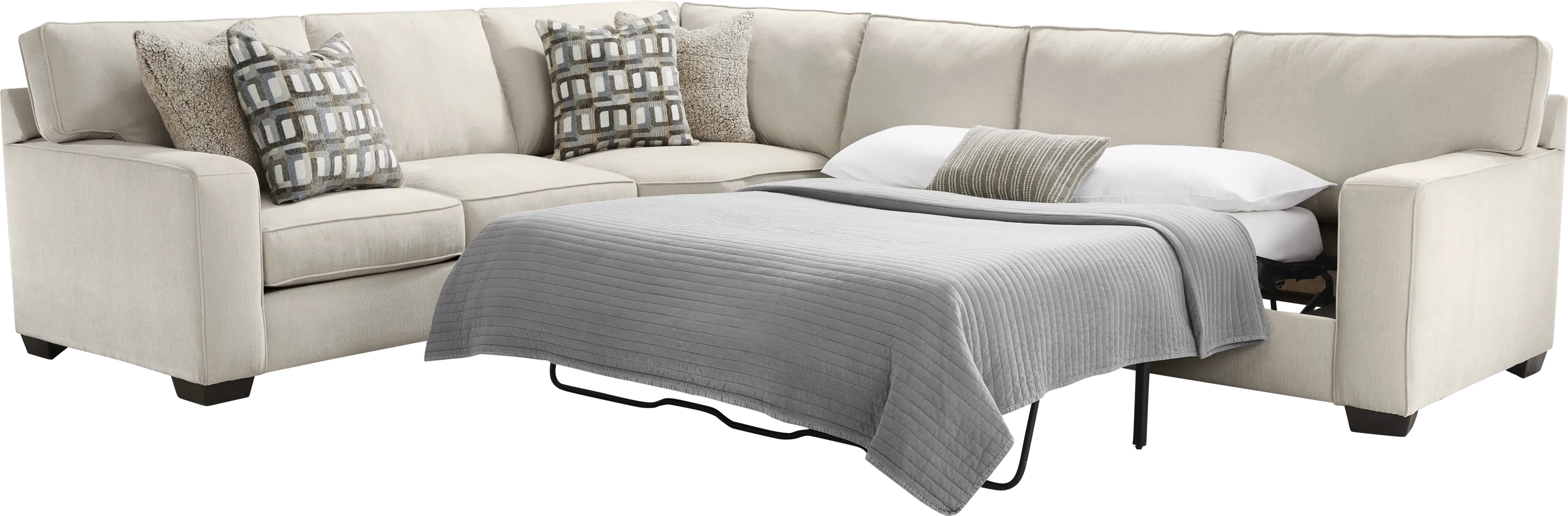 Haskins Beige 3 Pc Gel Foam Sleeper Sectional - Thumbnail - Image 3