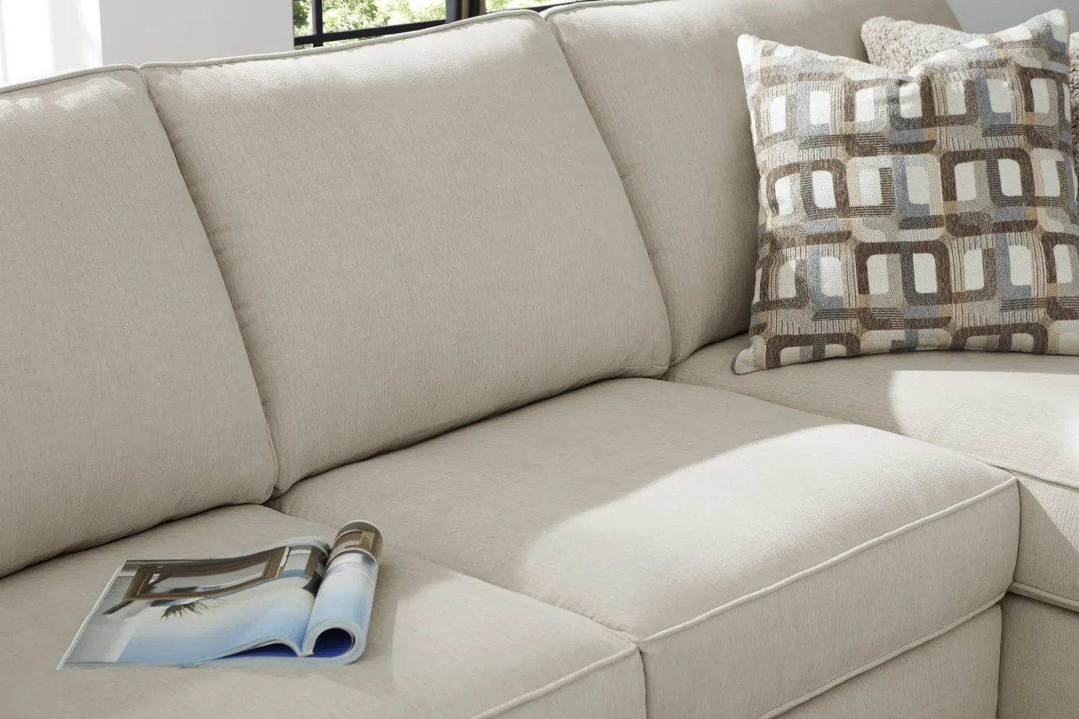 Haskins Beige 6 Pc Gel Foam Sleeper Sectional Living Room - Thumbnail - Image 8