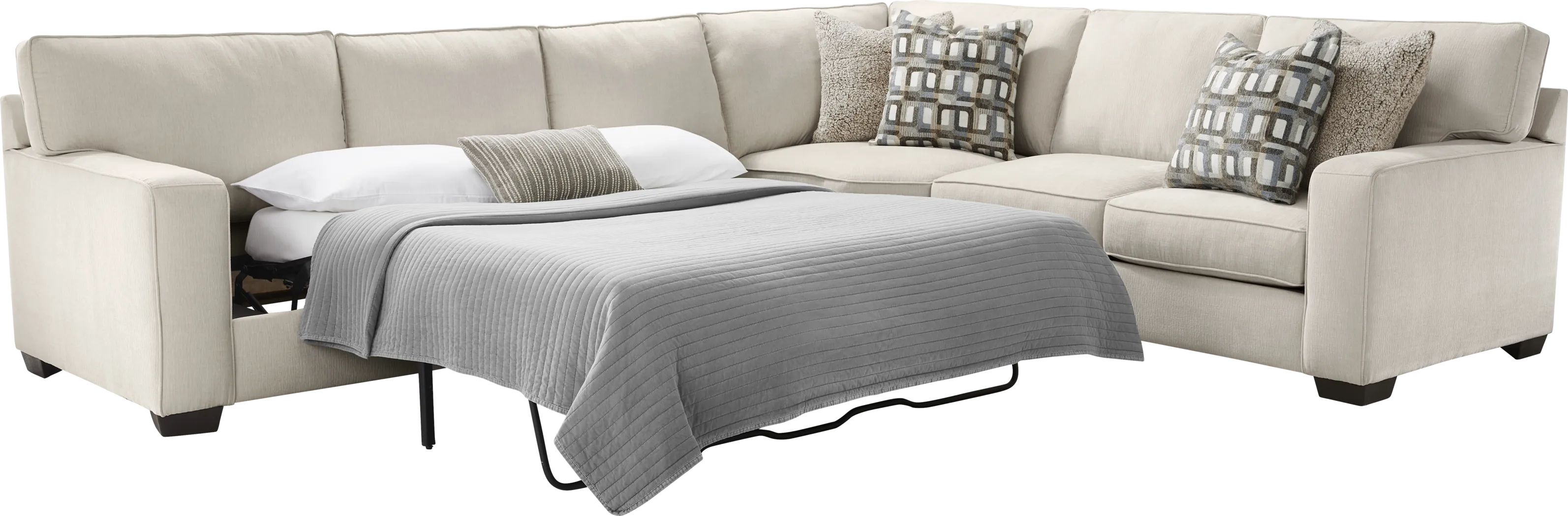 Haskins Beige 3 Pc Sleeper Sectional - Thumbnail - Image 3
