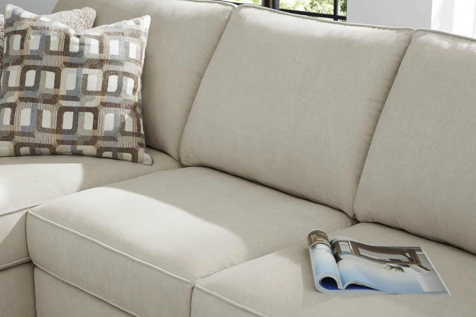 Haskins Beige 6 Pc Sleeper Sectional Living Room - Thumbnail - Image 5