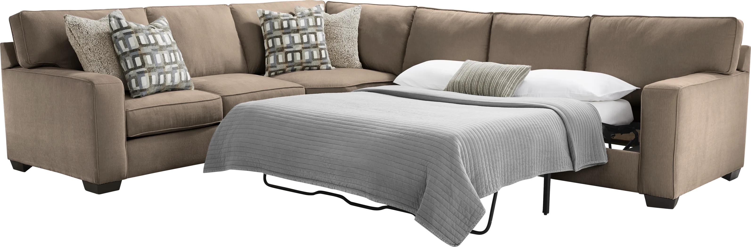 Haskins Brown 3 Pc Gel Foam Sleeper Sectional - Thumbnail - Image 3