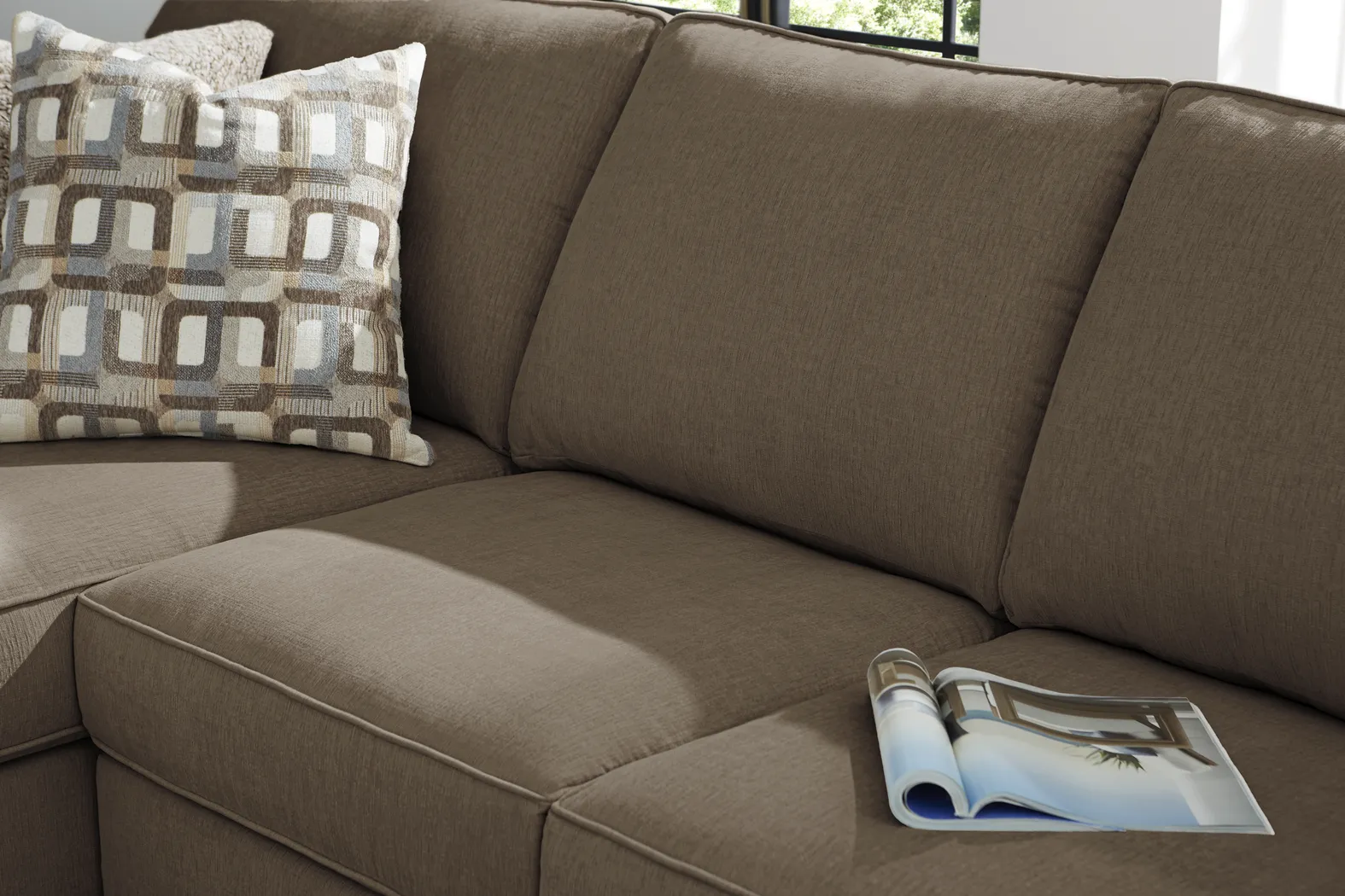 Haskins Brown 6 Pc Gel Foam Sleeper Sectional Living Room - Thumbnail - Image 7