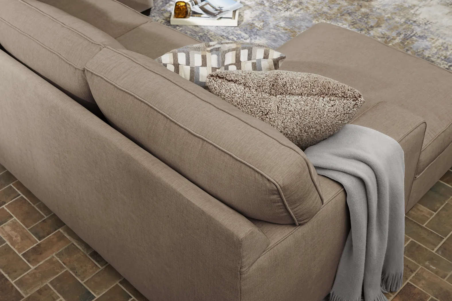 Haskins Brown 3 Pc Gel Foam Sleeper Sectional - Thumbnail - Image 4