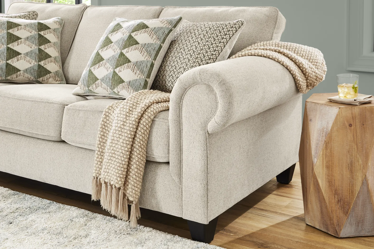 Hathaway Beige 7 Pc Living Room with Sleeper Sofa - Thumbnail - Image 3