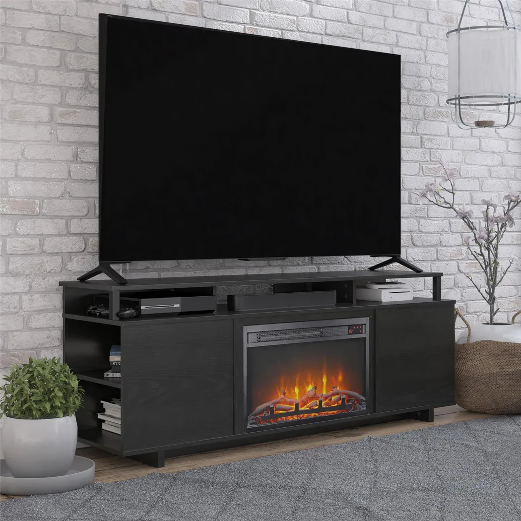 Haugo Black 59 in Console with Electric Fireplace - Thumbnail - Image 7