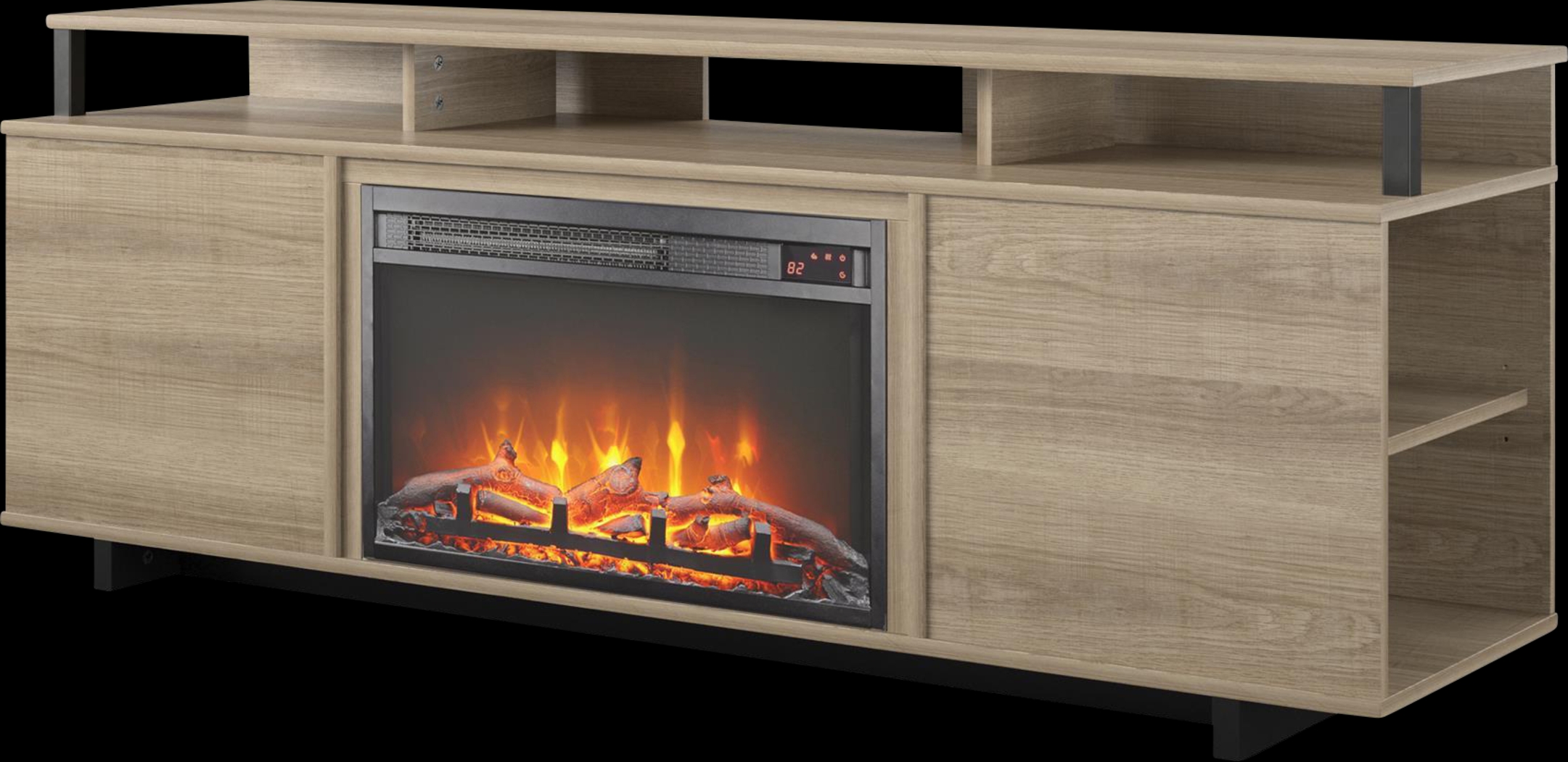 Haugo Brown 59 in. Console with Electric Fireplace - Thumbnail - Image 5