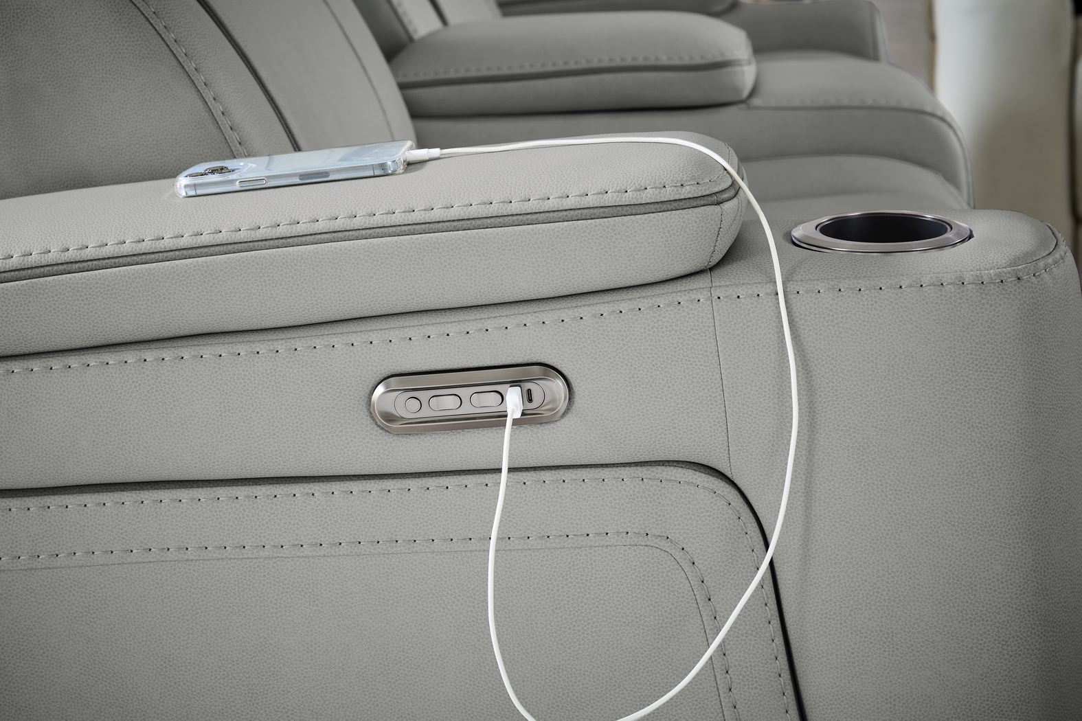 Haven Point Charcoal 7 Pc Dual Power Reclining Living Room - Thumbnail - Image 13