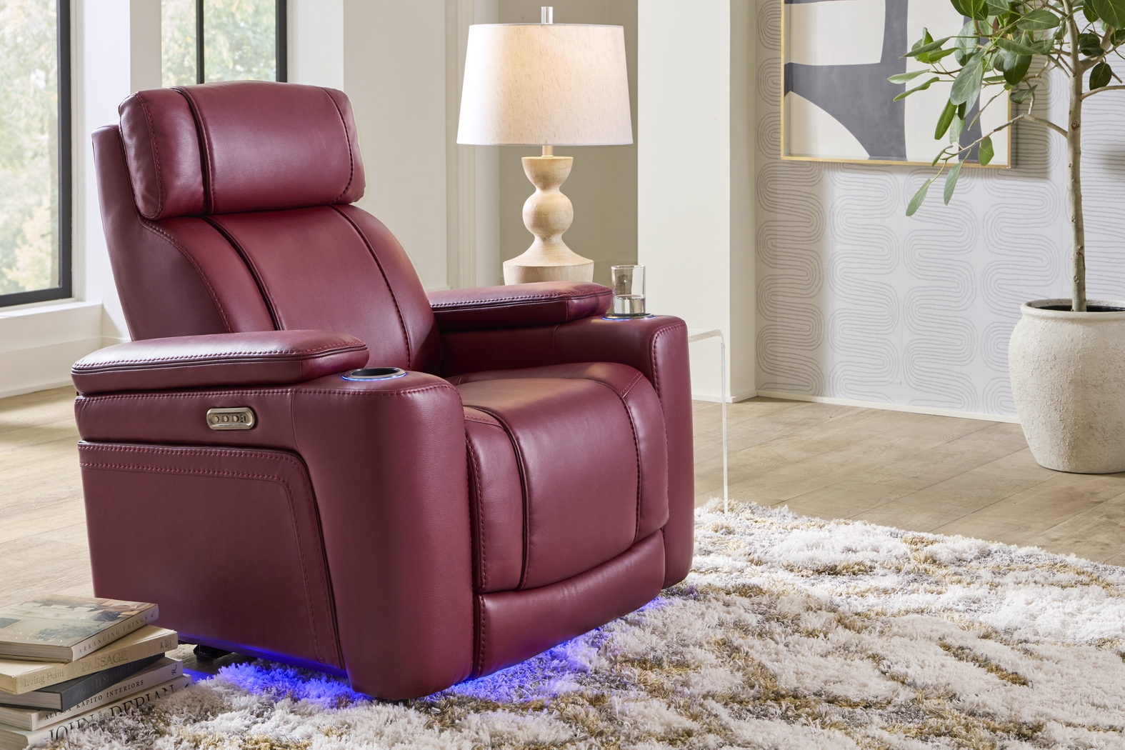 Haven Point Red Dual Power Recliner - Thumbnail - Image 3