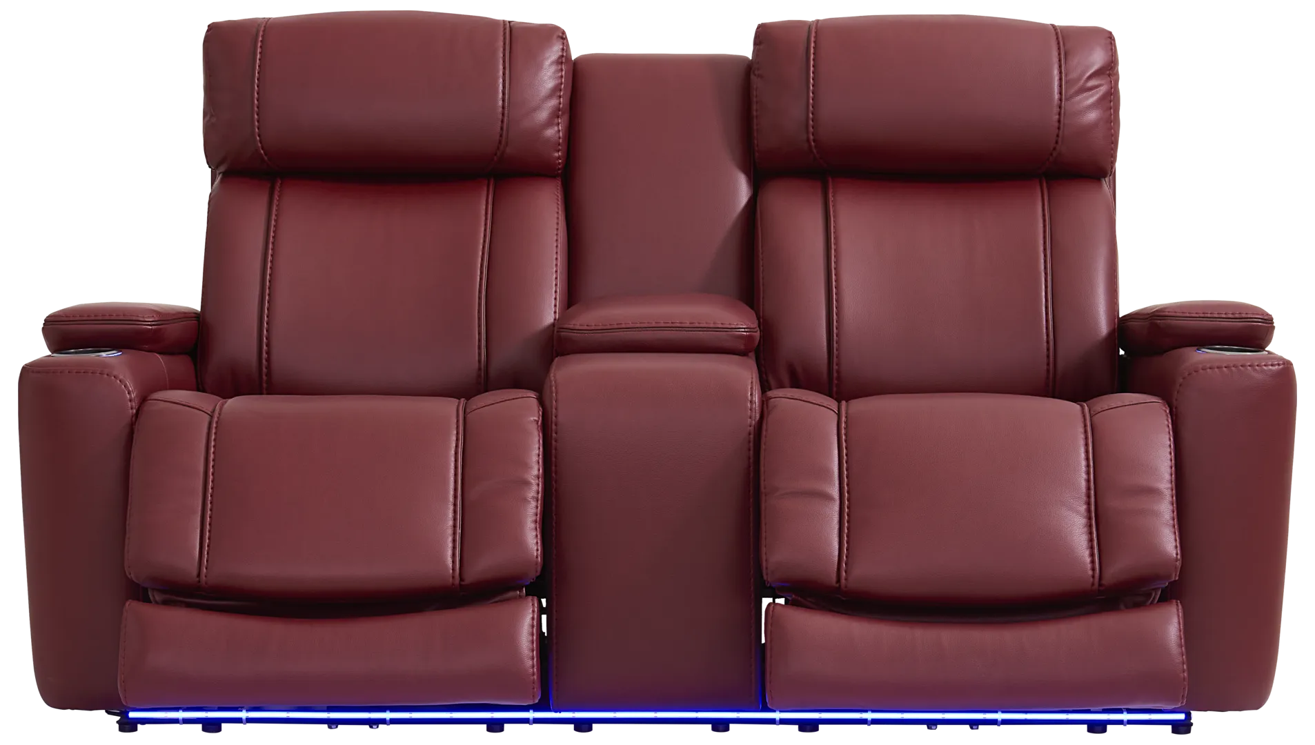 red dual power reclining console loveseat