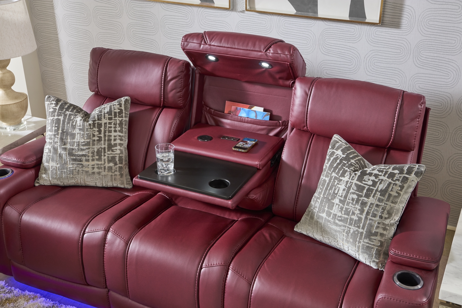 Haven Point Red 2 Pc Reclining Living Room with Dual Power Reclining Sofa - Thumbnail - Image 6