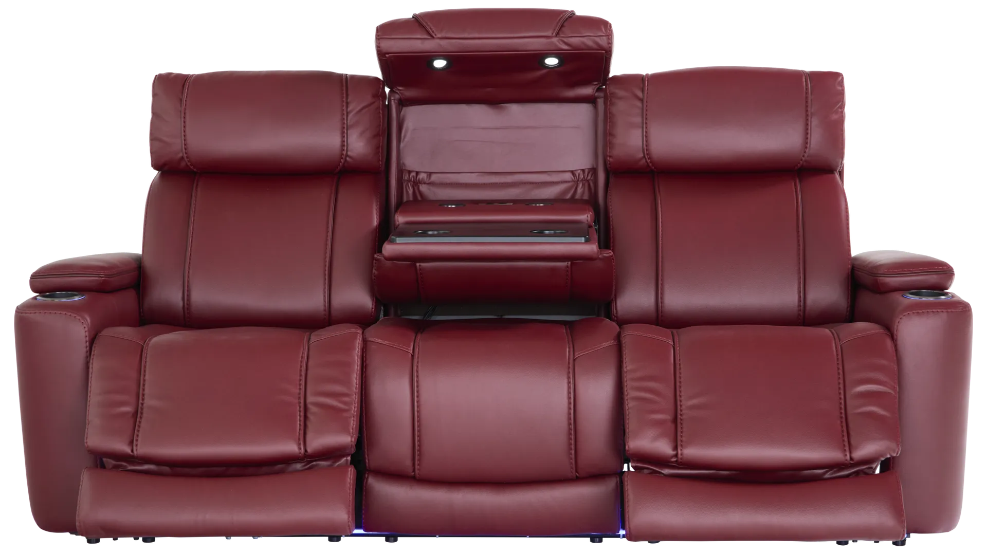 red dual power reclining sofa