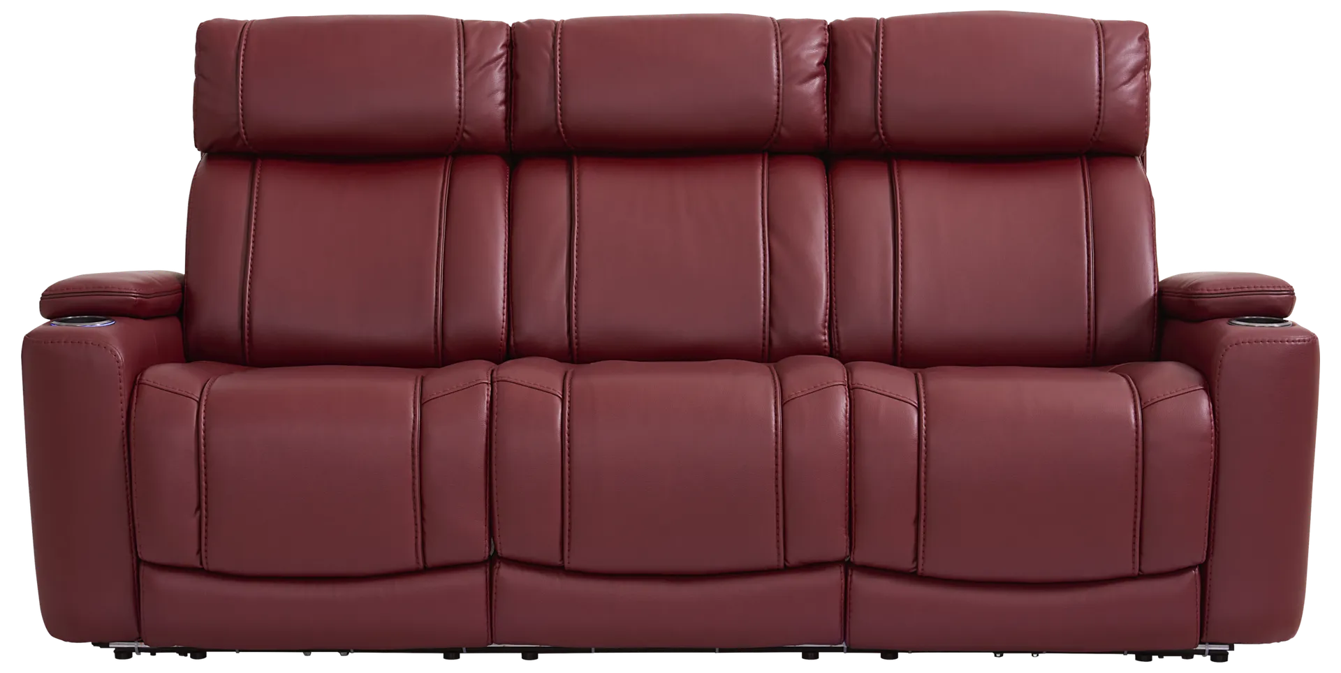 red dual power reclining sofa