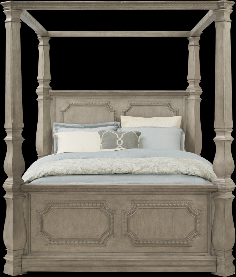 Havencrest Gray 5 Pc Queen Canopy Bed - Thumbnail - Image 1