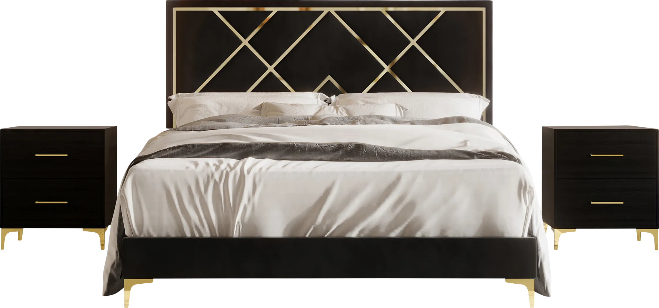 Havenway Black King Bed with 2 Nightstands - Thumbnail - Image 3