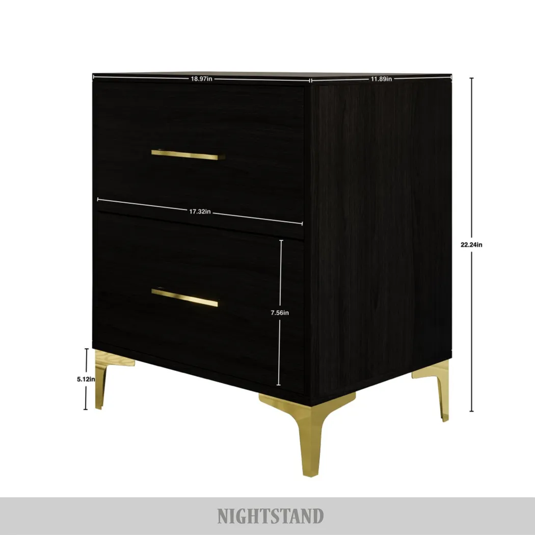 Havenway Black Queen with 2 Nightstands - Thumbnail - Image 5
