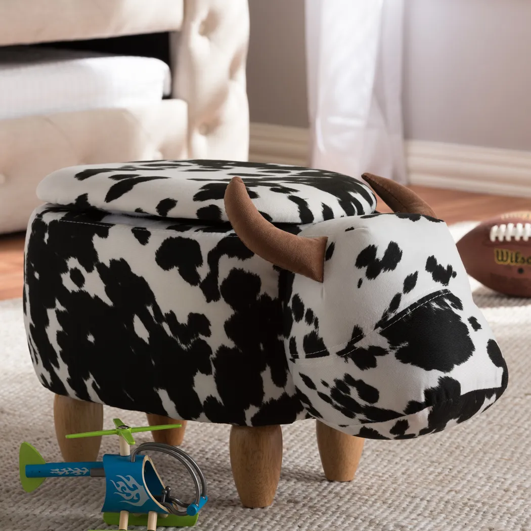 Kids Having A Cow Black Storage Ottoman - Thumbnail - Image 2