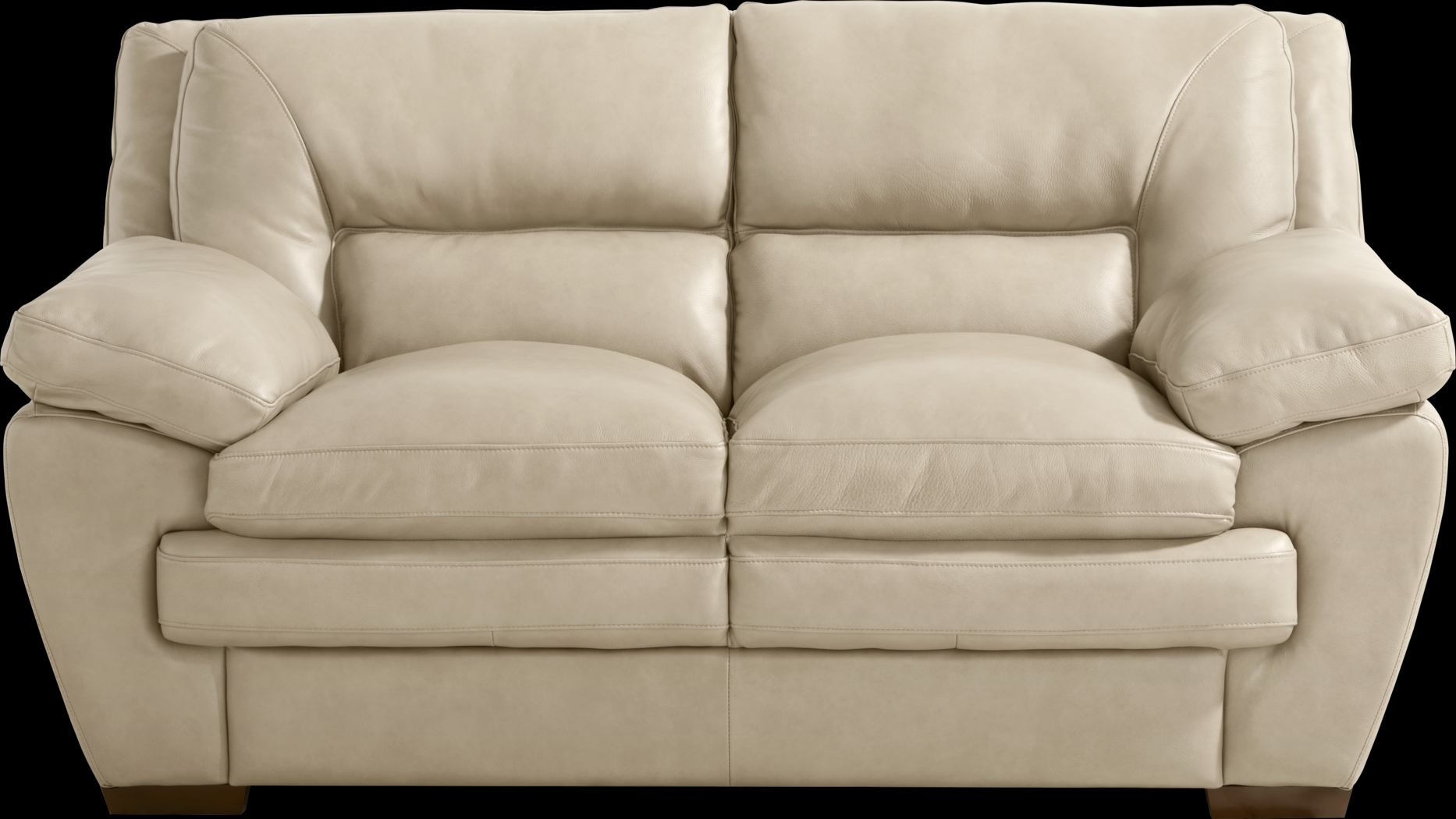 Hayworth Beige Leather Loveseat - Thumbnail - Image 1
