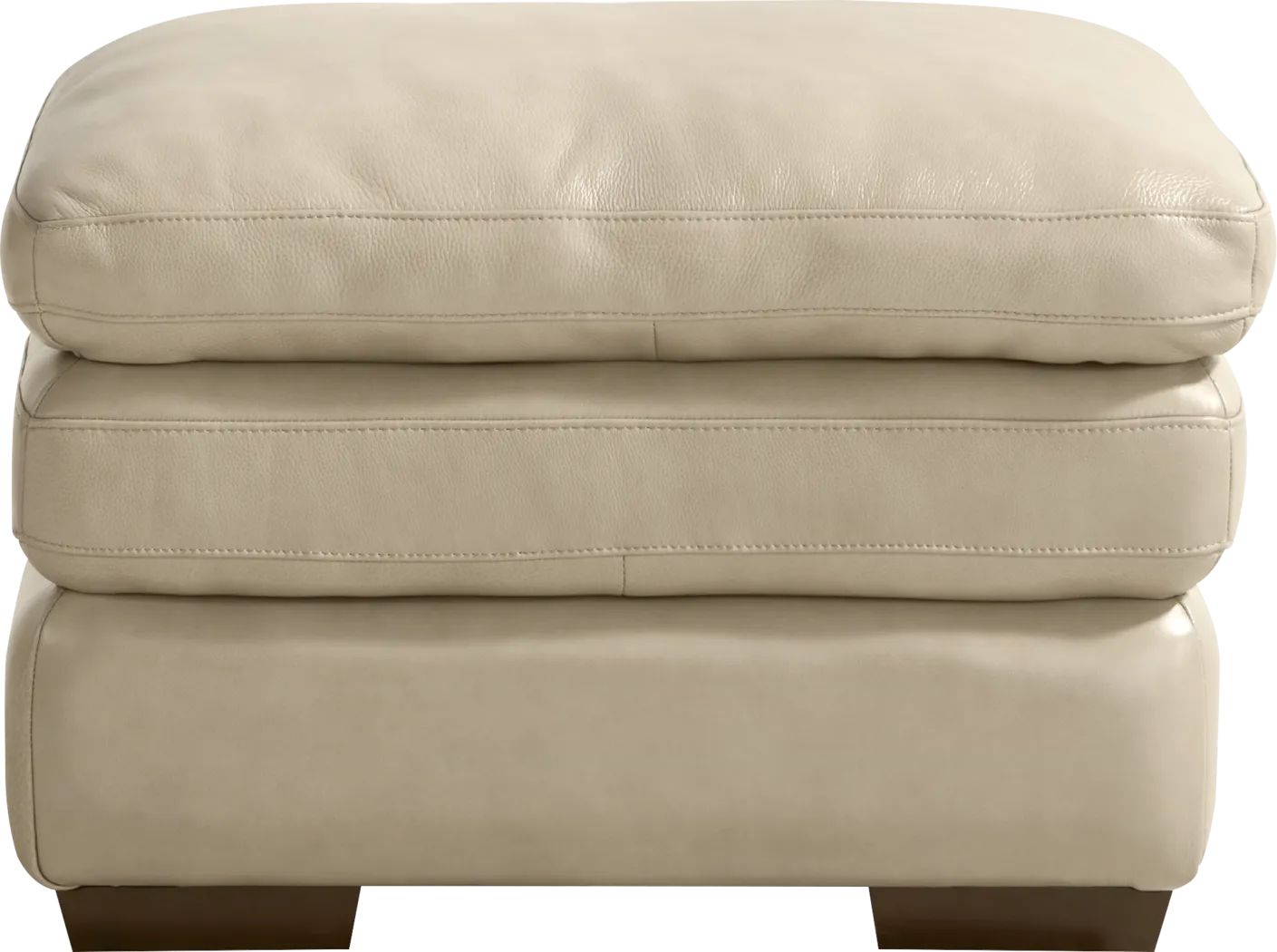 Hayworth Beige Leather Ottoman - Thumbnail - Image 2