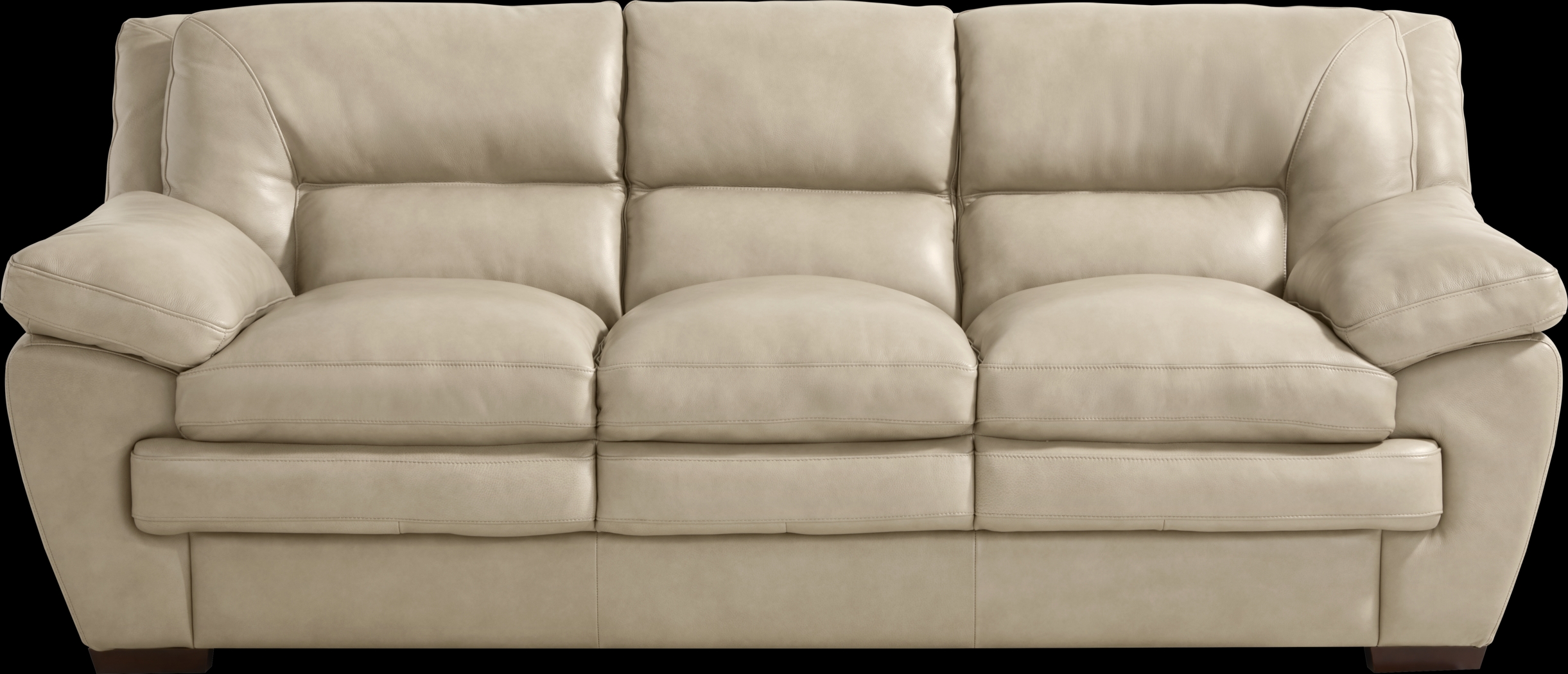 Hayworth Beige Leather Sofa - Thumbnail - Image 1