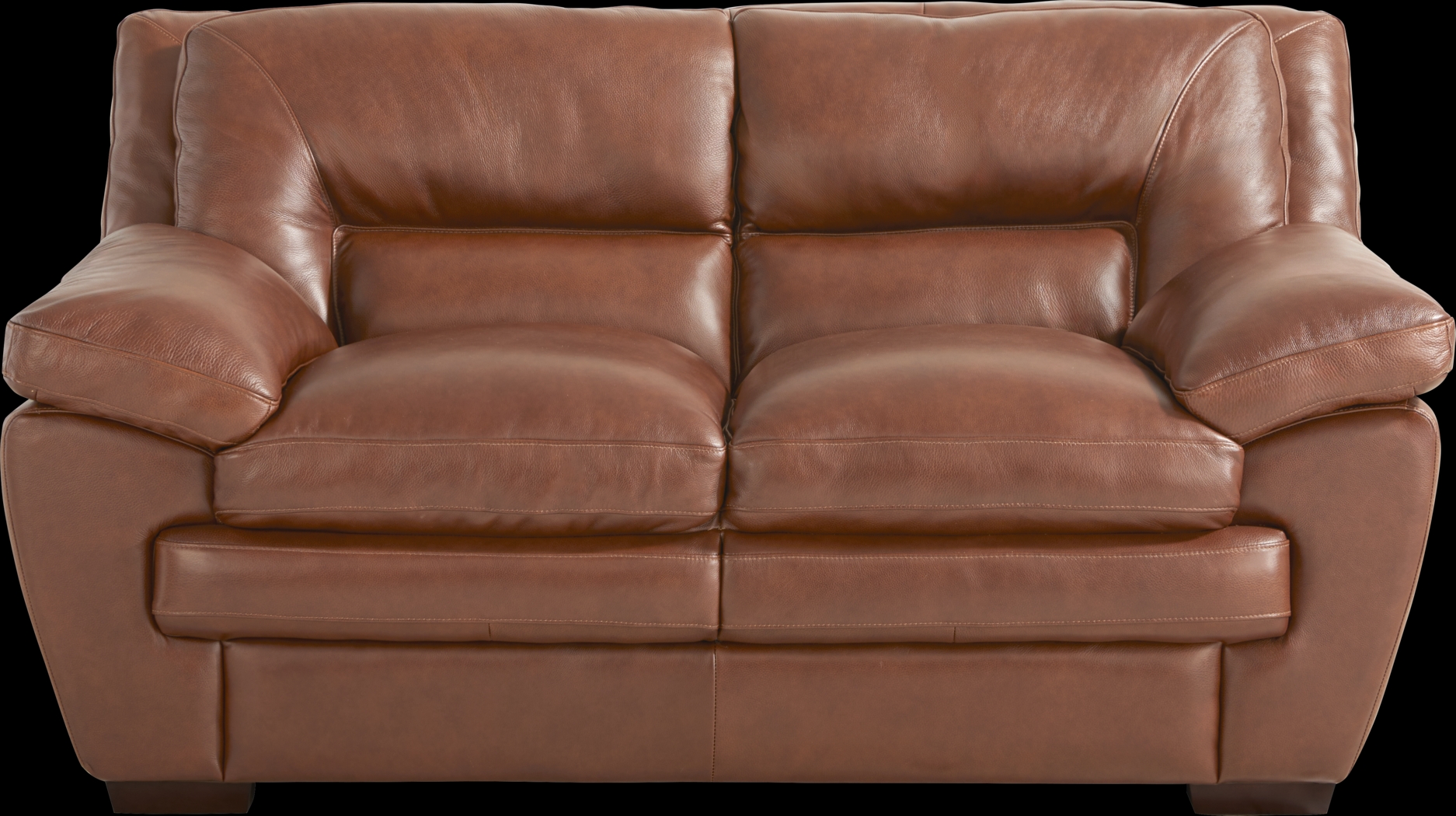Hayworth Brown Leather Loveseat - Thumbnail - Image 1