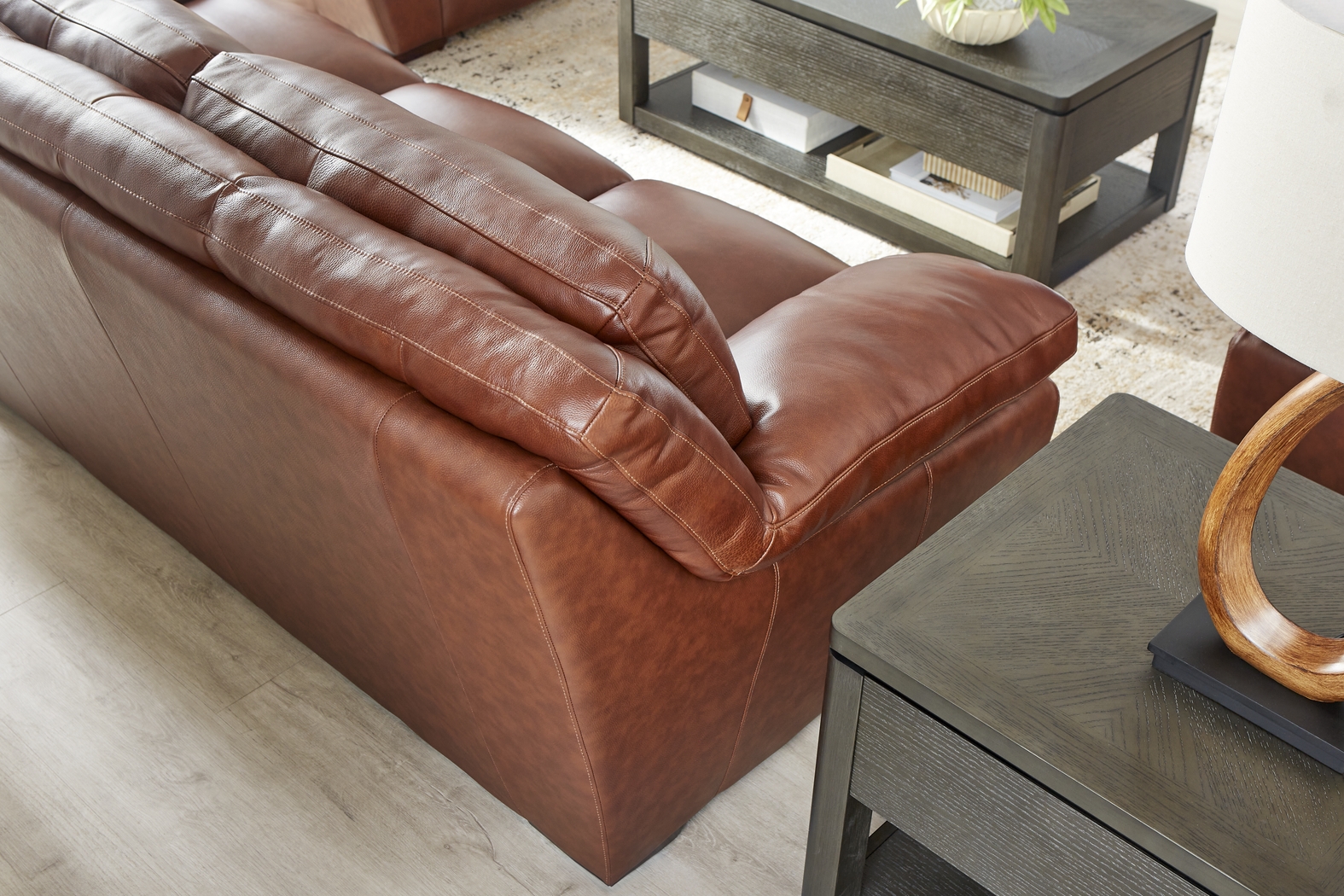 Hayworth Brown Leather Sofa - Thumbnail - Image 3