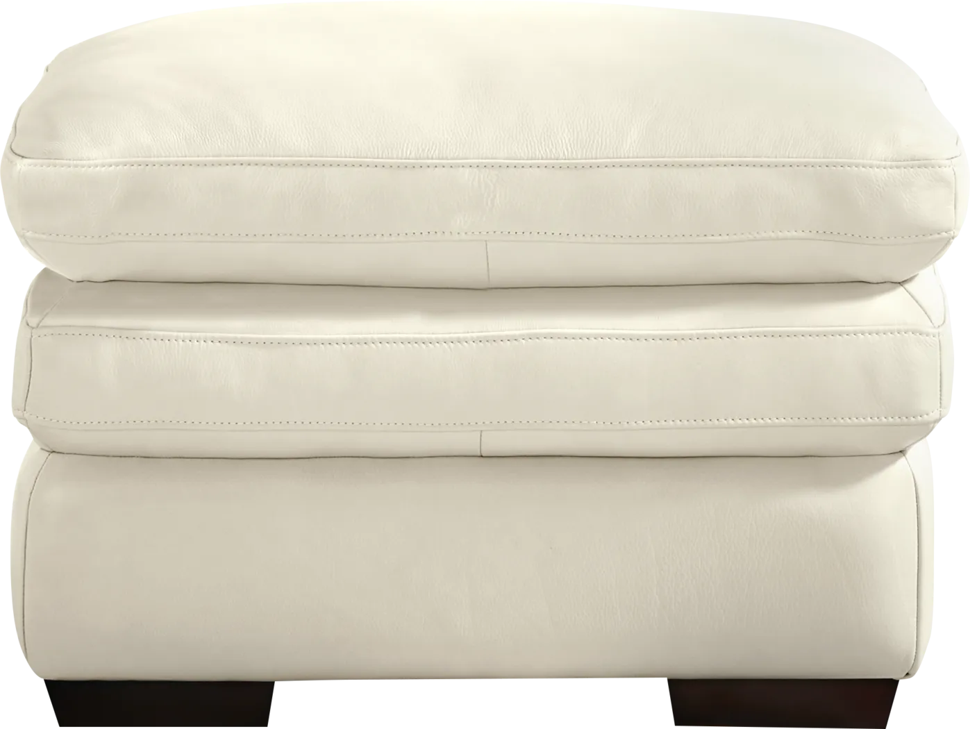 Hayworth Cream Leather Ottoman - Thumbnail - Image 2