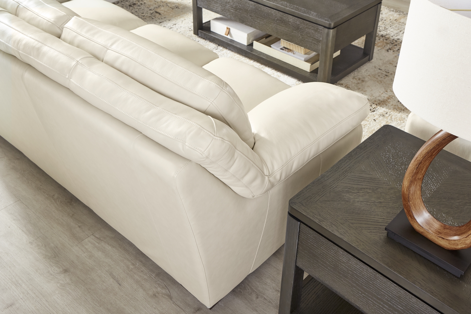 Hayworth Cream Leather Sofa - Thumbnail - Image 2