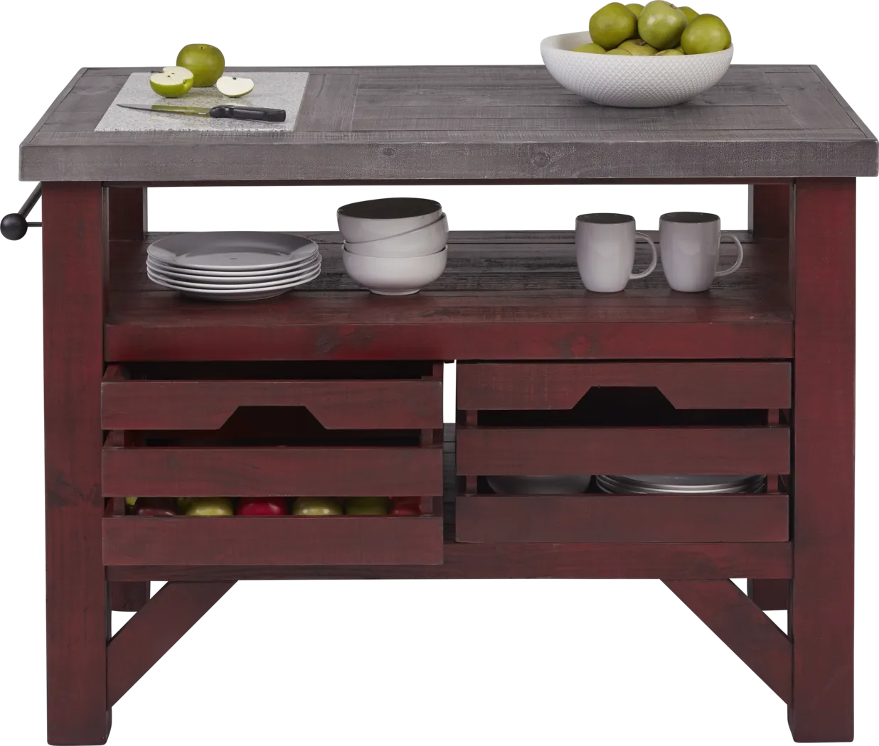 Hazel Peak Red Kitchen Island - Thumbnail - Image 2