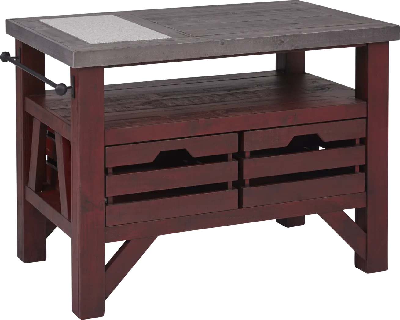 Hazel Peak Red Kitchen Island - Thumbnail - Image 1