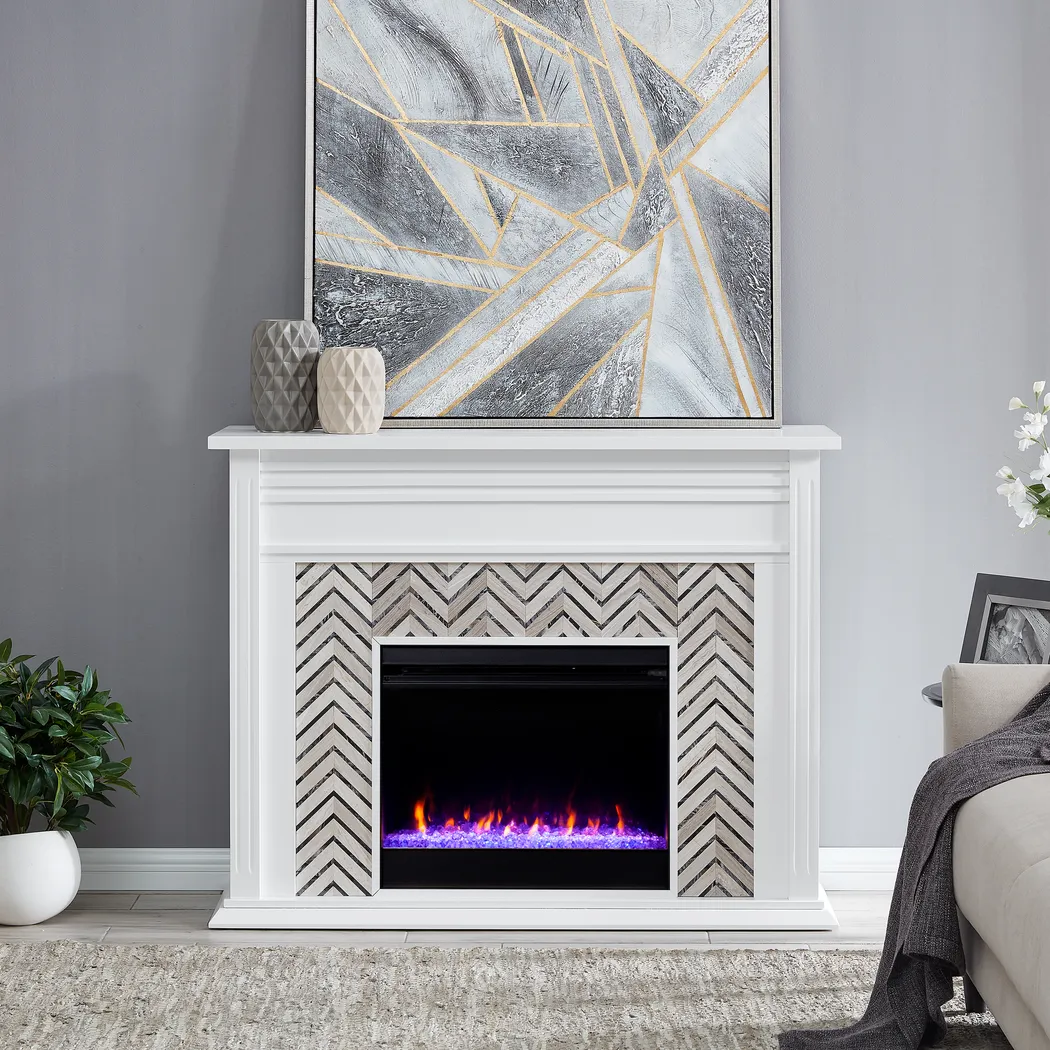Hazelhurst I White 50 in. Console, With Color Changing Electric Fireplace - Image 9