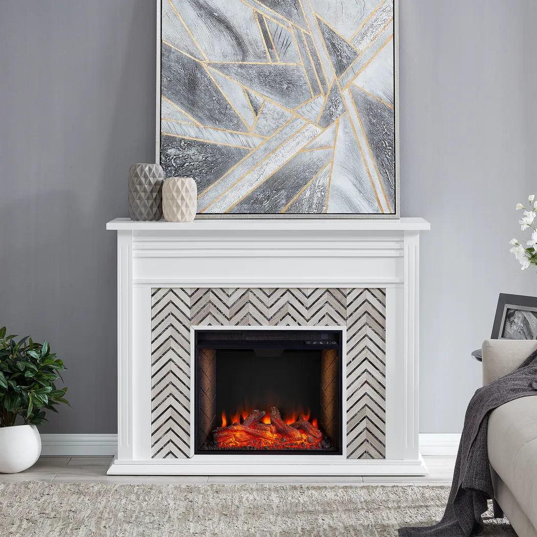 Hazelhurst III White 50 in. Console With Smart Electric Fireplace - Image 8