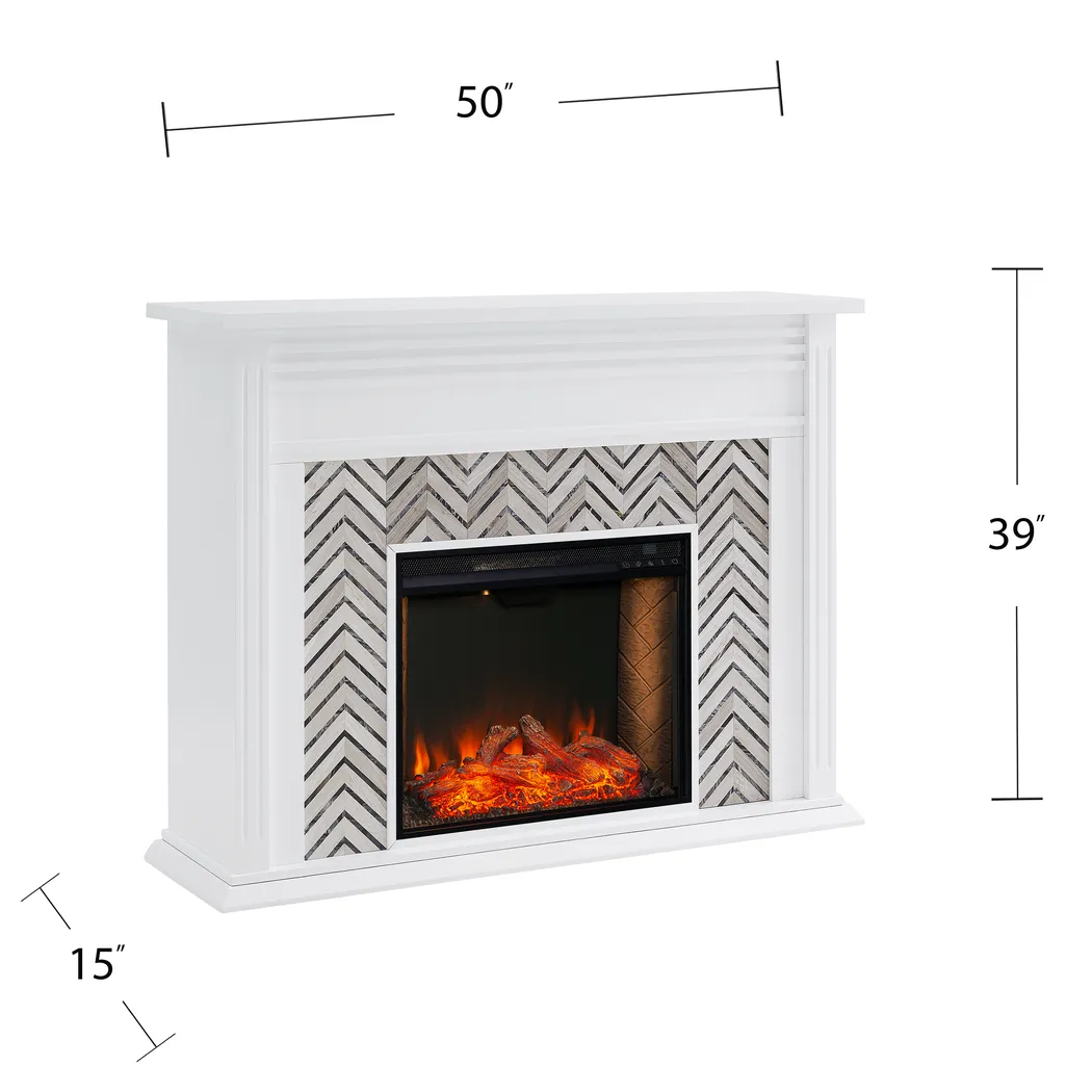 Hazelhurst III White 50 in. Console With Smart Electric Fireplace - Image 9