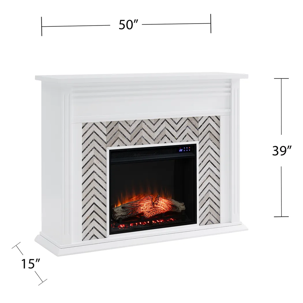 Hazelhurst IV White 50 in. Console With Touch Panel Electric Fireplace - Image 8