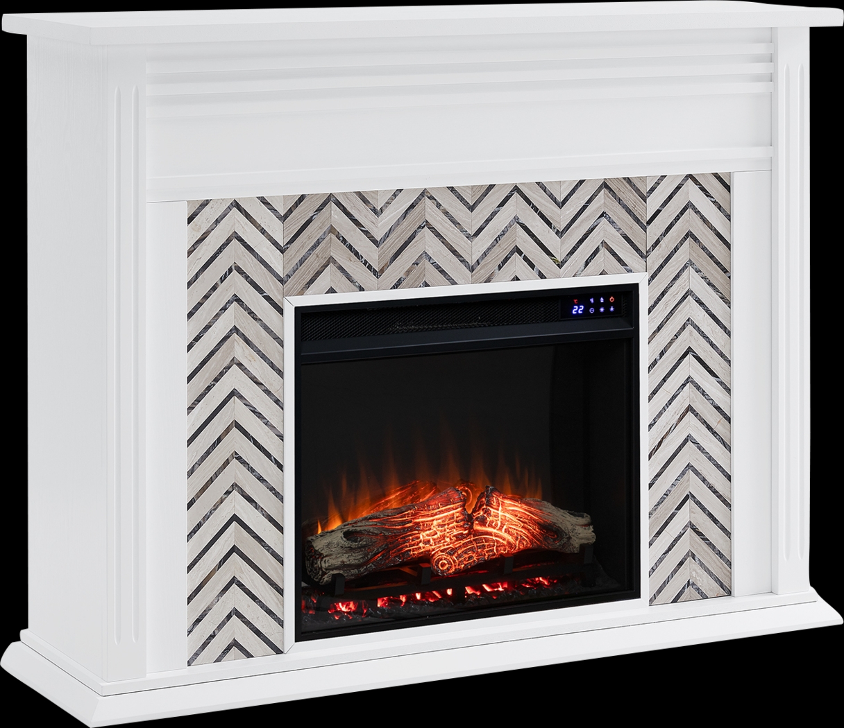 Hazelhurst IV White 50 in. Console With Touch Panel Electric Fireplace - Thumbnail - Image 1