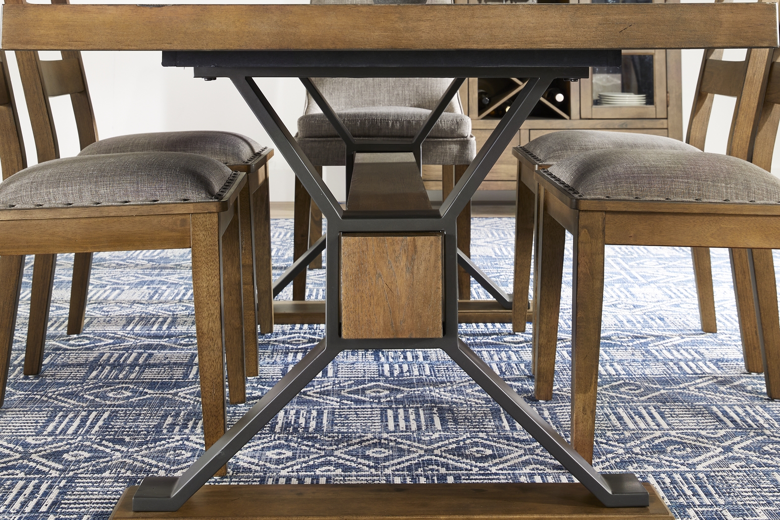 Hazelnut Woods Brown 5 Pc Dining Room with Upholstered Chairs - Thumbnail - Image 5