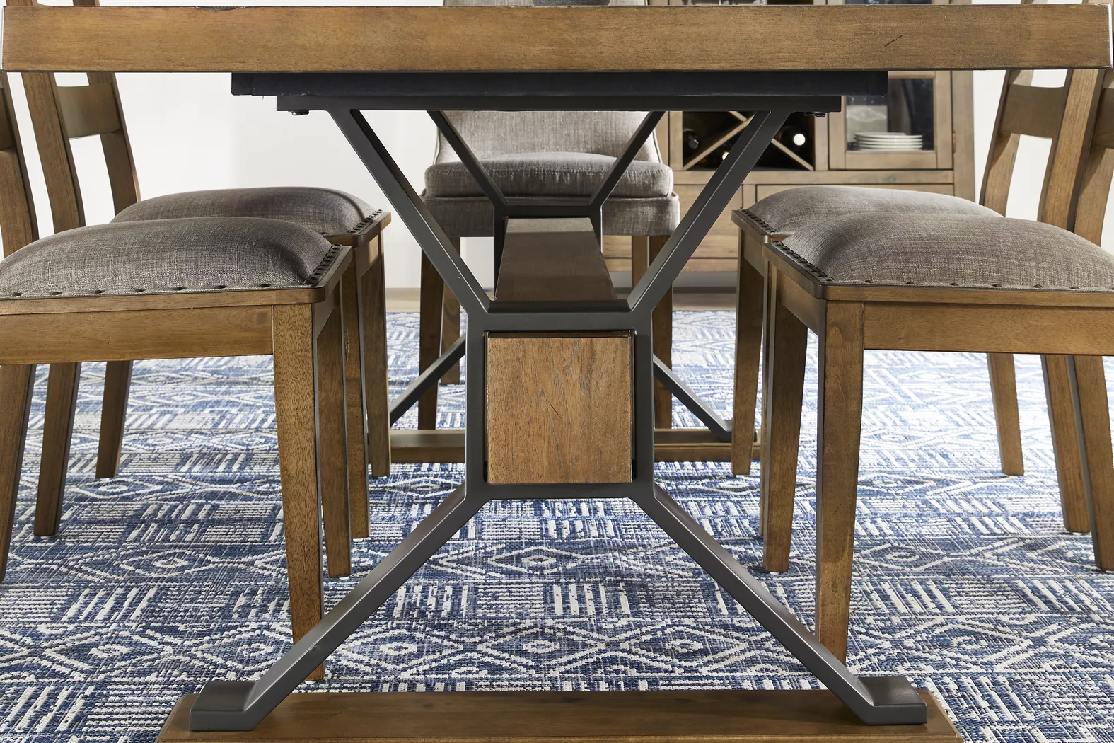 Hazelnut Woods Brown 5 Pc Dining Room with Upholstered Chairs - Thumbnail - Image 7