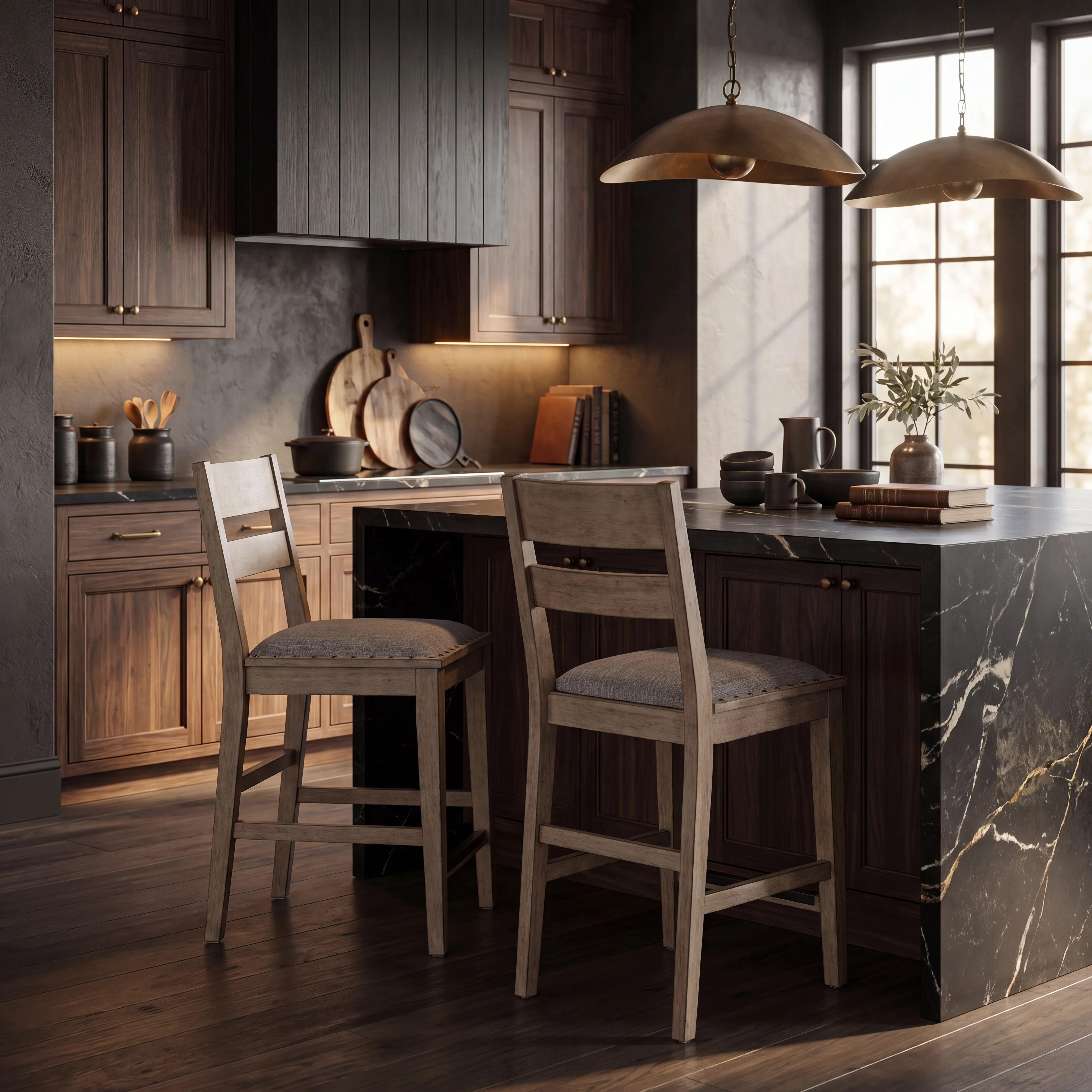 Hazelnut Woods 5 Pc Brown Counter Height Dining Room with Ladder Back Stools - Thumbnail - Image 7