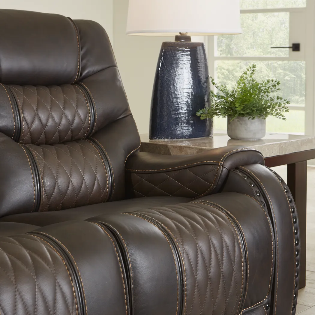 Eric Church Highway To Home Headliner Brown Leather 7 Pc Living Room with Reclining Sofa - Image 6