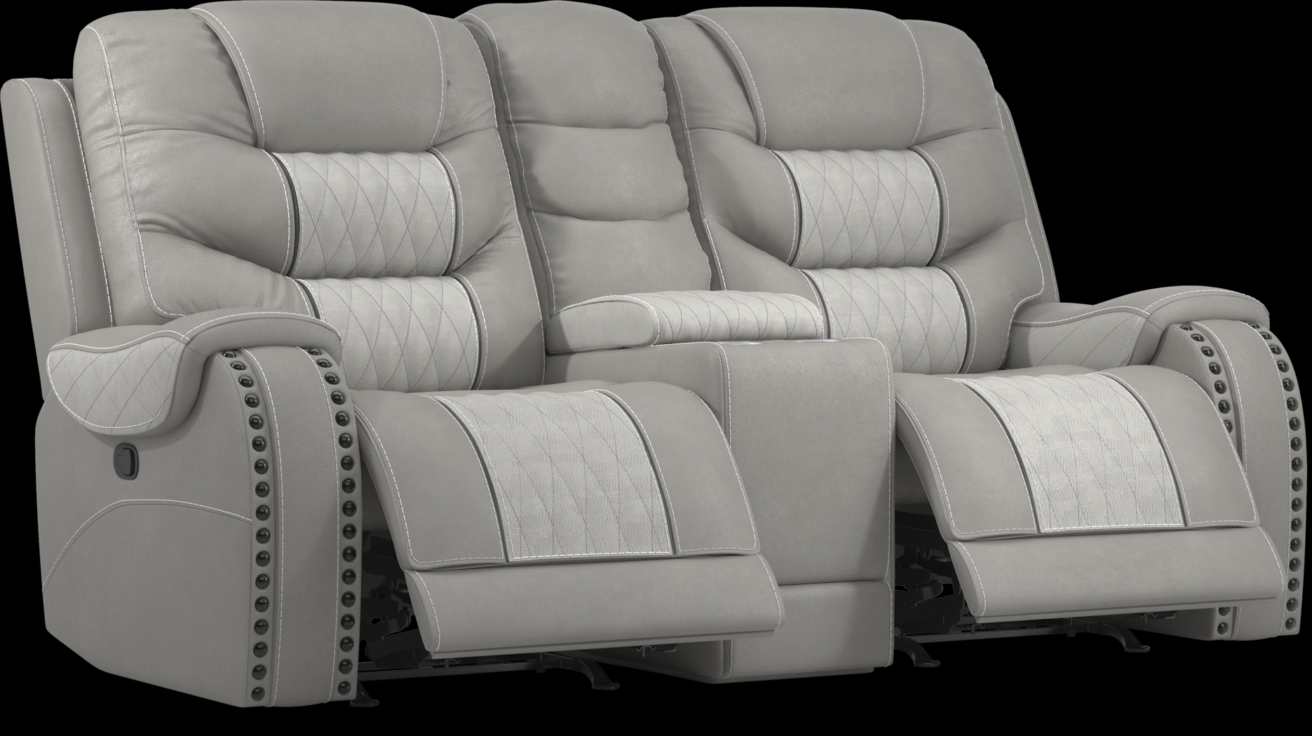 Eric Church Highway To Home Headliner Gray Leather Dual Power Reclining Console Loveseat - Thumbnail - Image 2