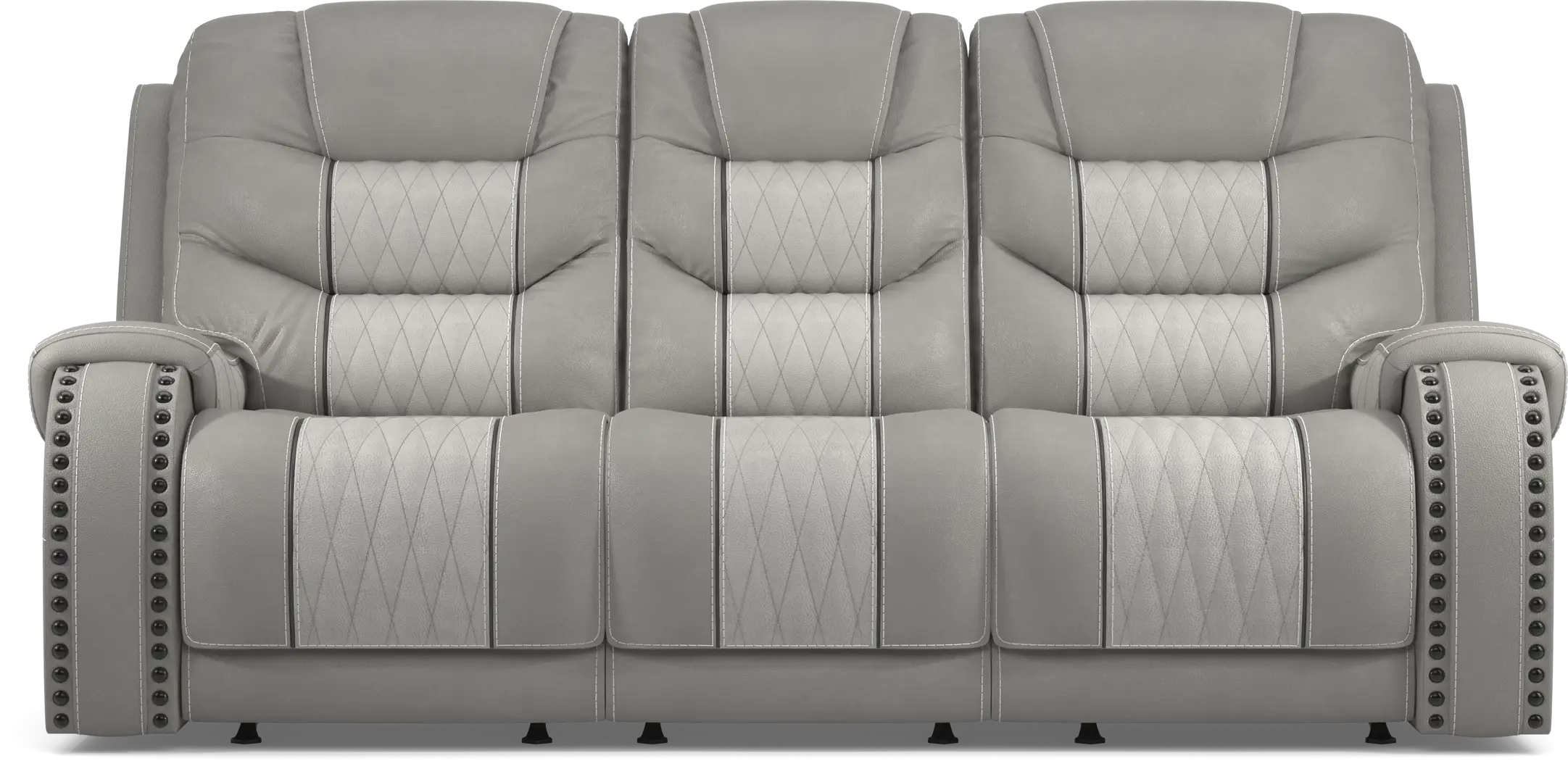 Eric Church Highway To Home Headliner Gray Leather Dual Power Reclining Sofa - Thumbnail - Image 1