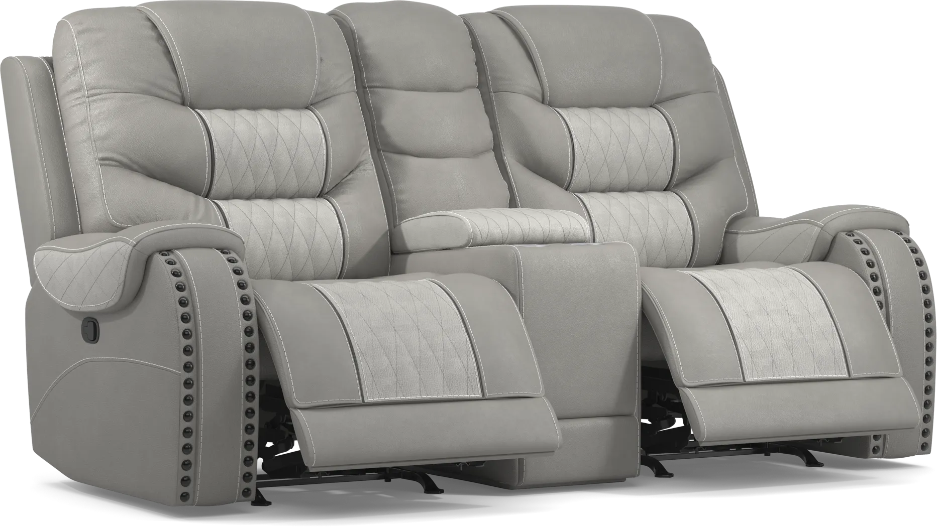 Eric Church Highway To Home Headliner Gray Leather Reclining Console Loveseat - Thumbnail - Image 2