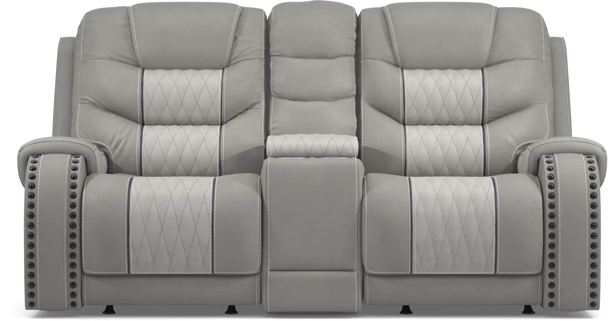 Eric Church Highway To Home Headliner Gray Leather Reclining Console Loveseat - Thumbnail - Image 1
