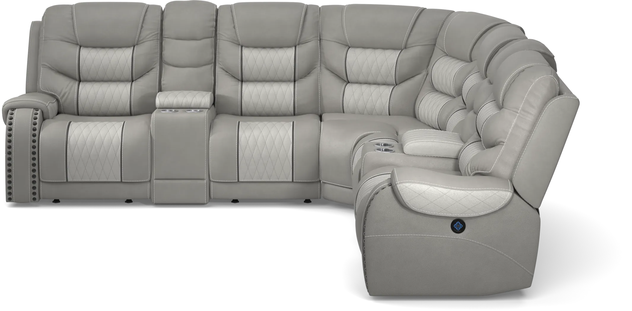 Headliner Gray Leather 7 Pc Dual Power Reclining Sectional - Thumbnail - Image 3