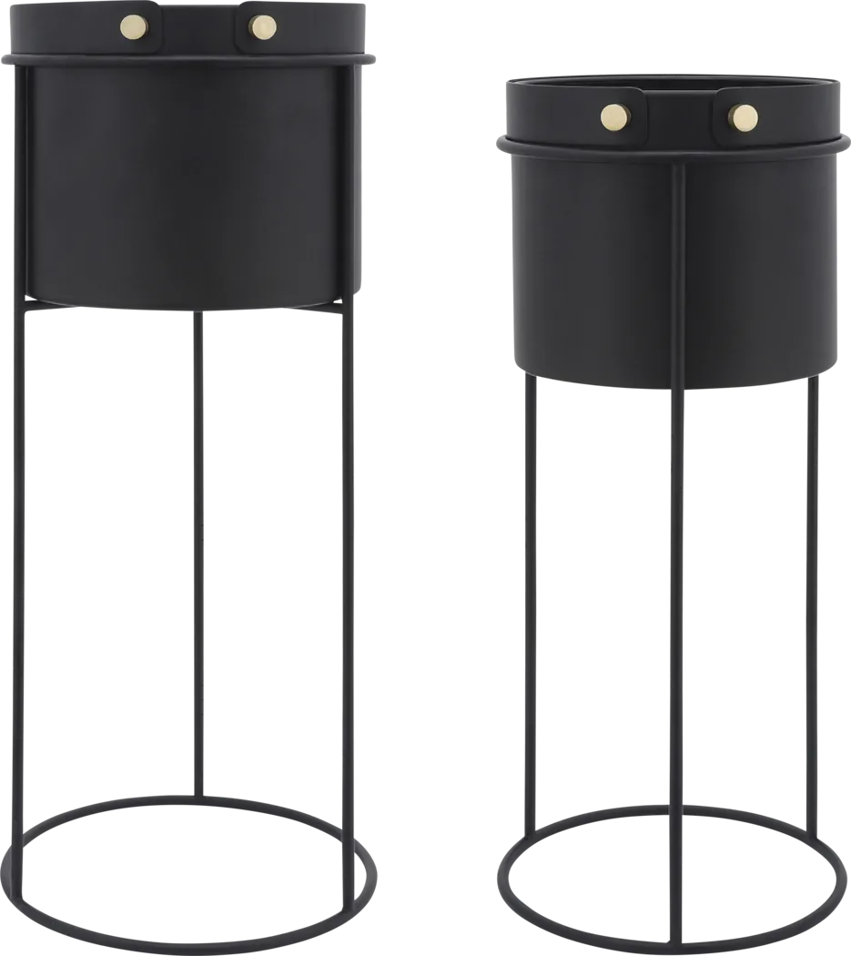 Hearnne Black Planter, Set of 2 - Thumbnail - Image 1