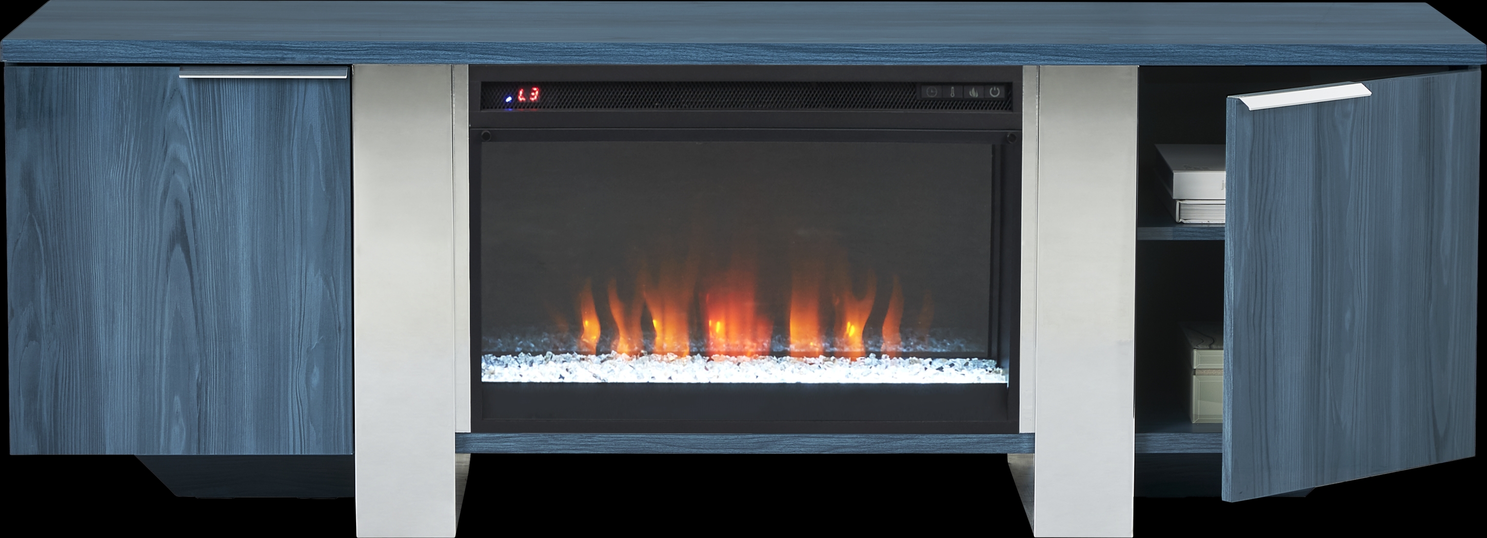 Heatherview Blue 70 in. Console with Electric Fireplace - Thumbnail - Image 2