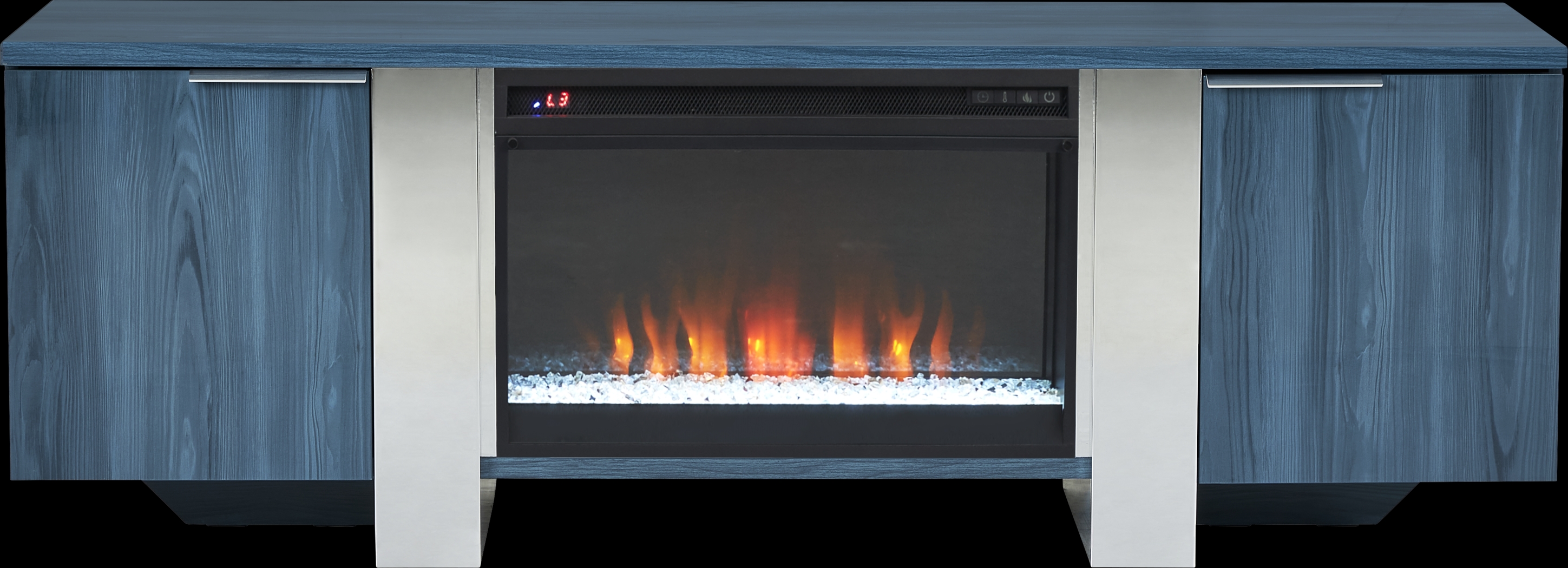 Heatherview Blue 70 in. Console with Electric Fireplace - Thumbnail - Image 1