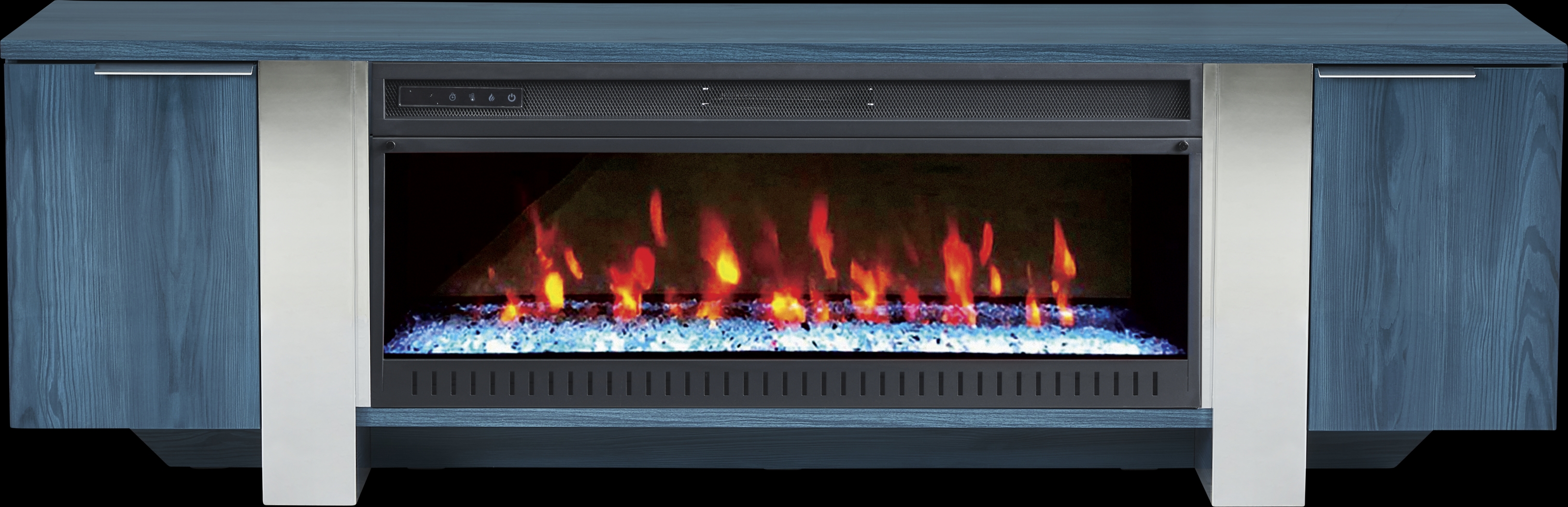 Heatherview Blue 79 in. Console with Electric Fireplace - Thumbnail - Image 1