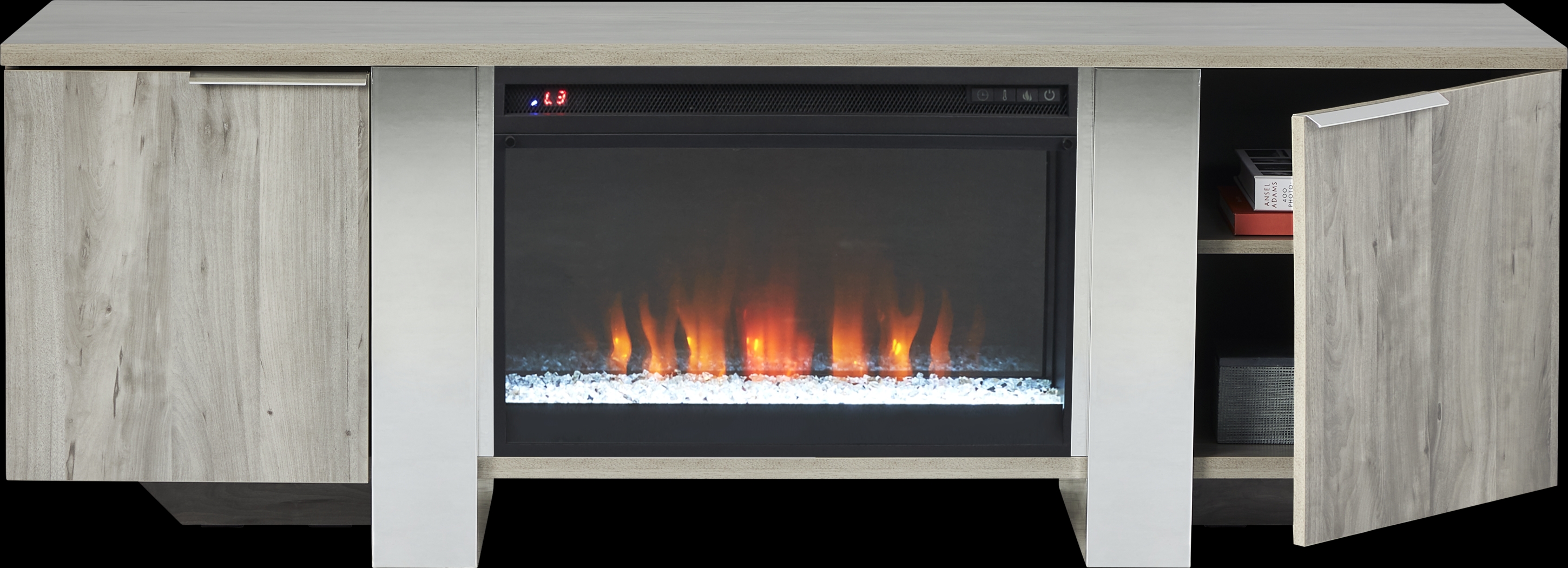 Heatherview Gray 70 in. Console with Electric Fireplace - Thumbnail - Image 2