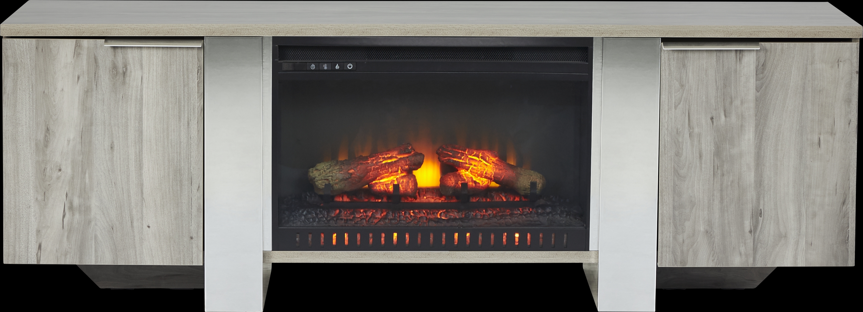 Heatherview Gray 70 in. Console with Electric Log Fireplace - Thumbnail - Image 1